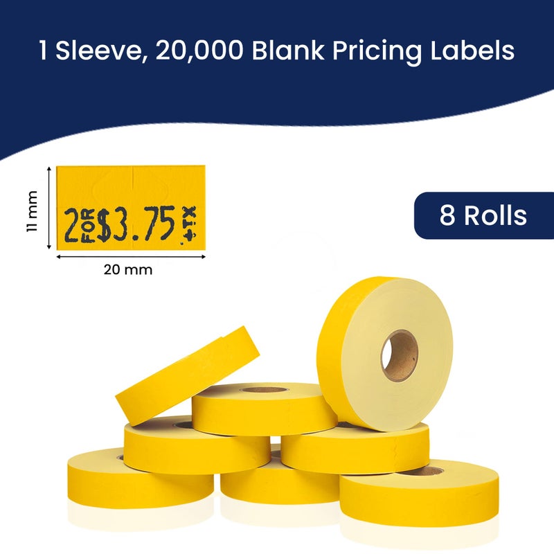 Perco Yellow Pricing Labels for Monarch 1131 Price Gun - 1 Sleeve, 8 Rolls, 20,000 Price Marking Labels - with Ink Roll Included - Image 3